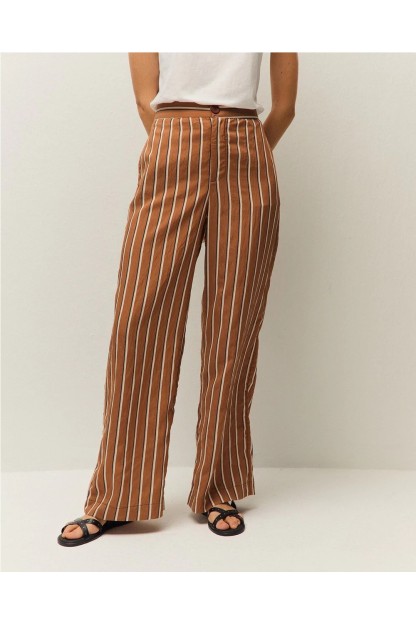 pantalon rayas color camel systemaction mujer