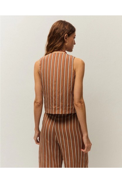 chaleco de rayas color camel systemaction mujer