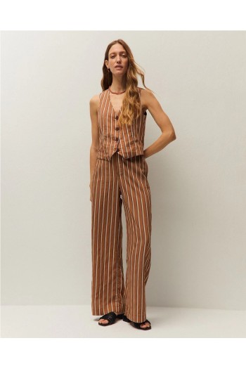 chaleco de rayas color camel systemaction mujer