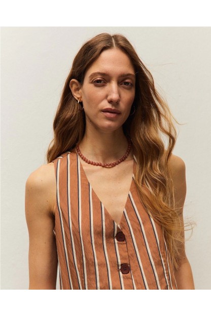chaleco de rayas color camel systemaction mujer