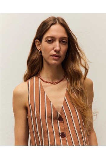 chaleco de rayas color camel systemaction mujer