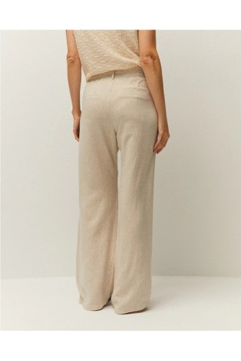 pantalon lino beige mujer system action
