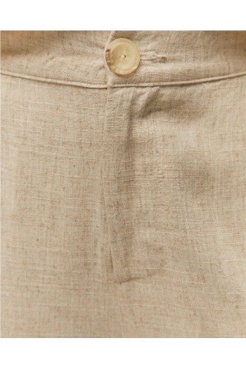 pantalon lino beige mujer system action