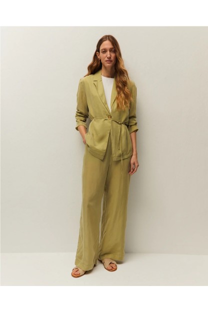 pantalon color verde ancho sytemaction mujer