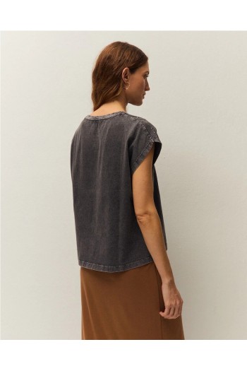 camiseta tachas gris oscuro system action mujer