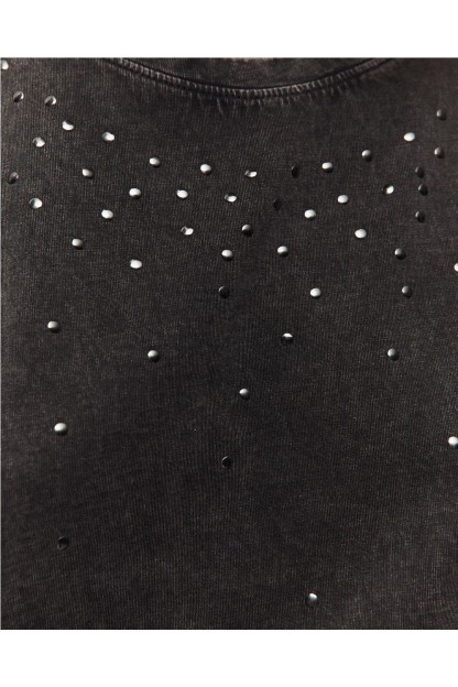 camiseta tachas gris oscuro system action mujer