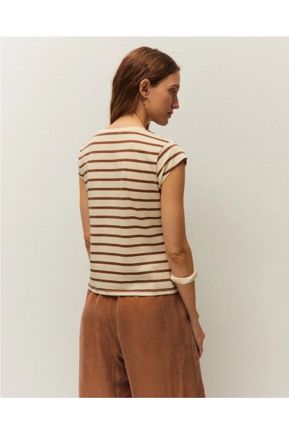 camiseta rayas camel system action mujer