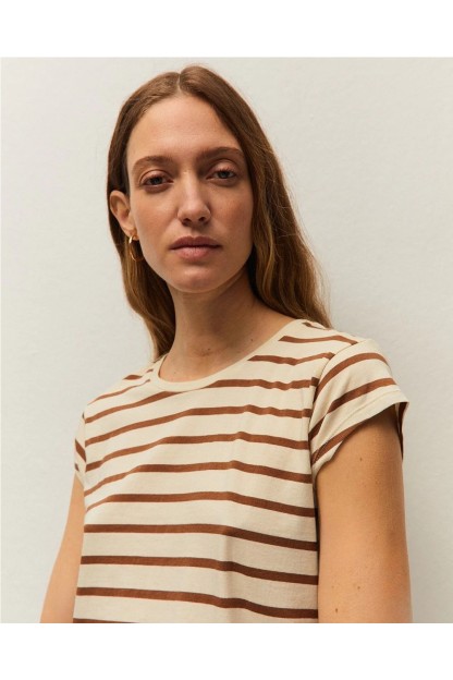 camiseta rayas camel system action mujer