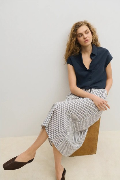 camisa giorgio azul oscuro navy ese o ese mujer