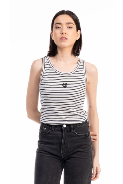 Camiseta tirante de algodón 100% en blanco y negro HIKA