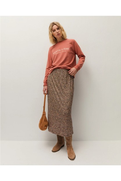 falda estampada con goma print rosa y negro systemaction mujer