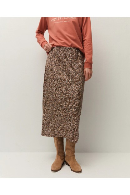 falda estampada con goma print rosa y negro systemaction mujer