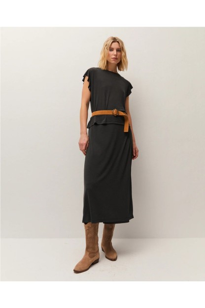 falda midi con corte negro systemaction mujer