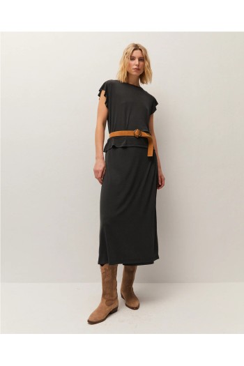 falda midi con corte negro systemaction mujer