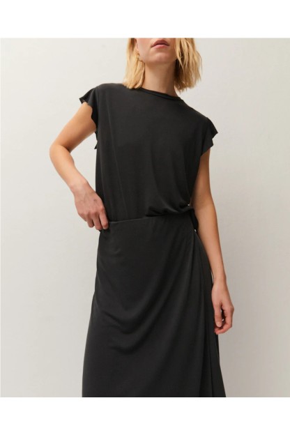 falda midi con corte negro systemaction mujer