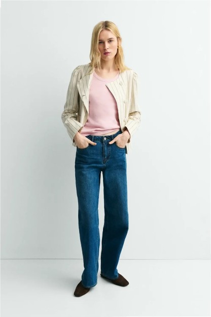 chaqueta bellini beige con rayas negras mujes ese o ese