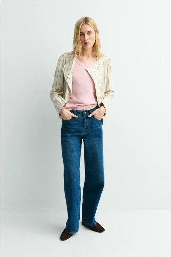 chaqueta bellini beige con rayas negras mujes ese o ese