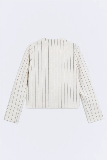 chaqueta bellini beige con rayas negras mujes ese o ese