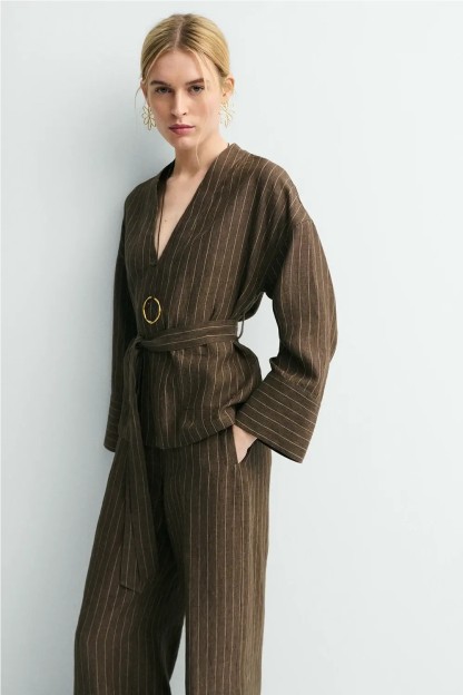 kimono yukata marron y beige ese o ese mujer