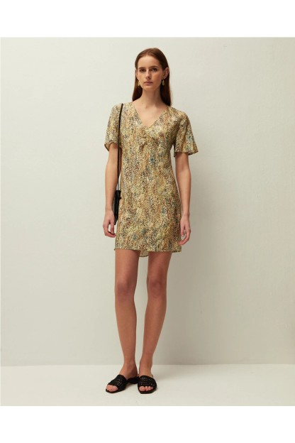 vestido corto estampado mujer amarillo systemaction mujer