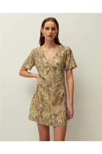 vestido corto estampado mujer amarillo systemaction mujer