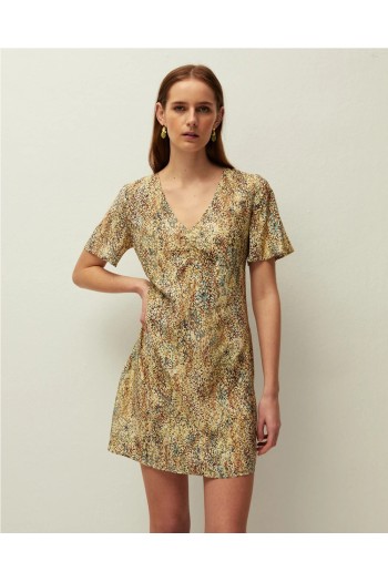 vestido corto estampado mujer amarillo systemaction mujer