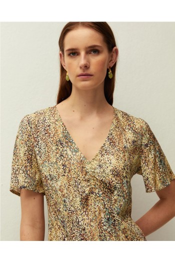 vestido corto estampado mujer amarillo systemaction mujer