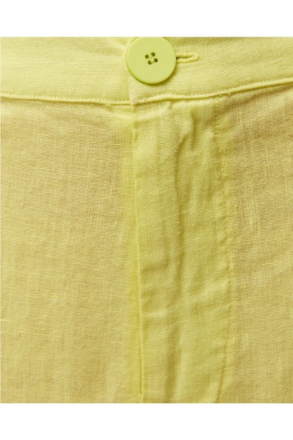 pantalon lino mujer system action verde oliva y beige