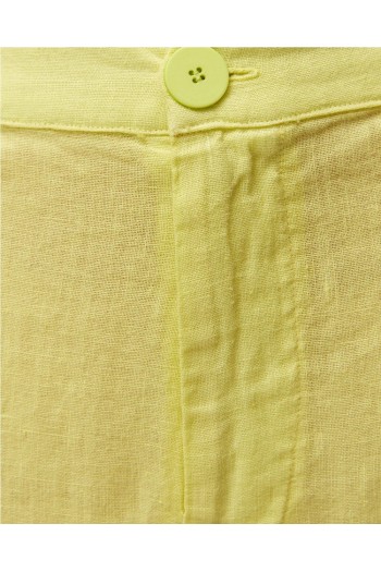 pantalon lino mujer system action verde oliva y beige