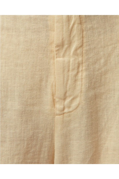 pantalon lino mujer system action verde oliva y beige