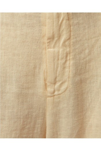 pantalon lino mujer system action verde oliva y beige