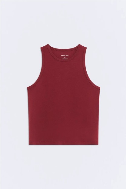 top zoe ese o ese blanco burdeos y marron mujer