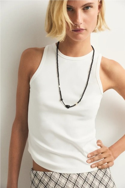 top zoe ese o ese blanco burdeos y marron mujer