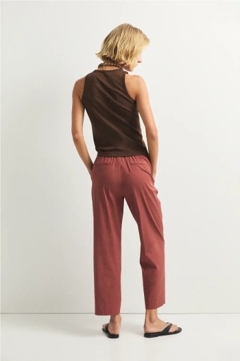 top zoe ese o ese blanco burdeos y marron mujer