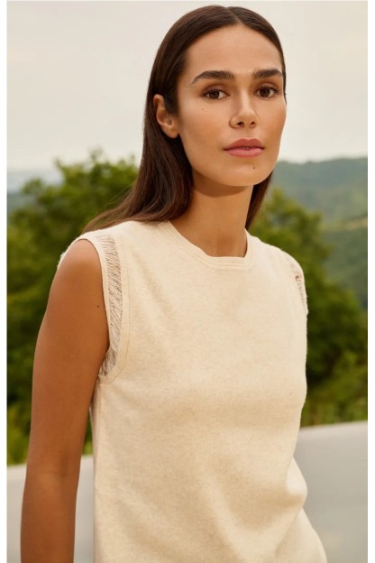 top de punto sin manga yaya mujer color beigev