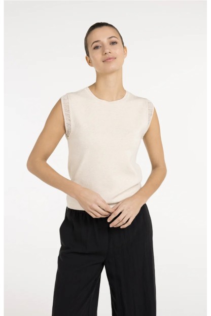 top de punto sin manga yaya mujer color beigev