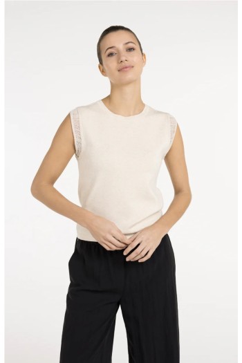 top de punto sin manga yaya mujer color beigev