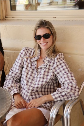 camisa granate cuadros ese o ese mujer