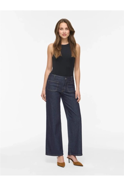 pantalon vaquero azul marino bolsillos delante viflorie vila mujer