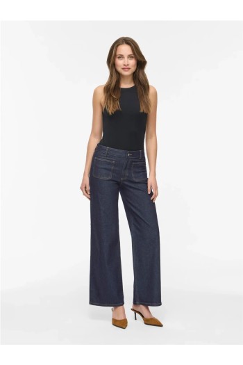 pantalon vaquero azul marino bolsillos delante viflorie vila mujer