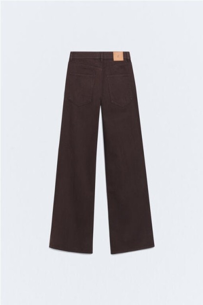 Pantalon ancho tiro medio en color marron de mujer ESE O ESE