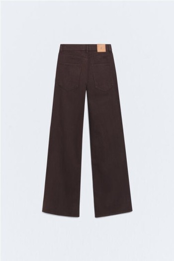 Pantalon ancho tiro medio en color marron de mujer ESE O ESE