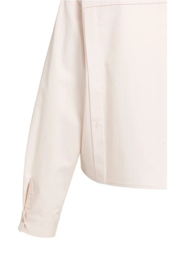 blusa de popelina con cintura ajustable y mangas largas rosa melocoton