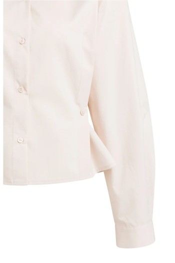 blusa de popelina con cintura ajustable y mangas largas rosa melocoton