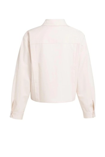 blusa de popelina con cintura ajustable y mangas largas rosa melocoton