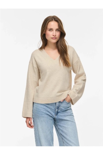 jersey de punto beige viliga vila mujer
