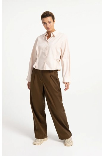 pantalon ancho marron yaya mujer