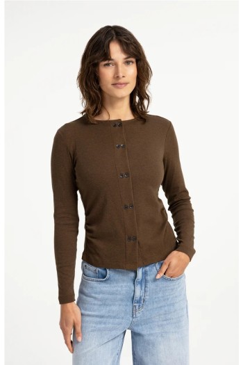 chaqueta de punto doble boton maron yaya