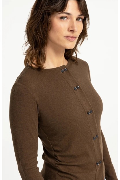 chaqueta de punto doble boton maron yaya