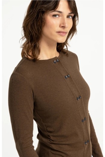 chaqueta de punto doble boton maron yaya